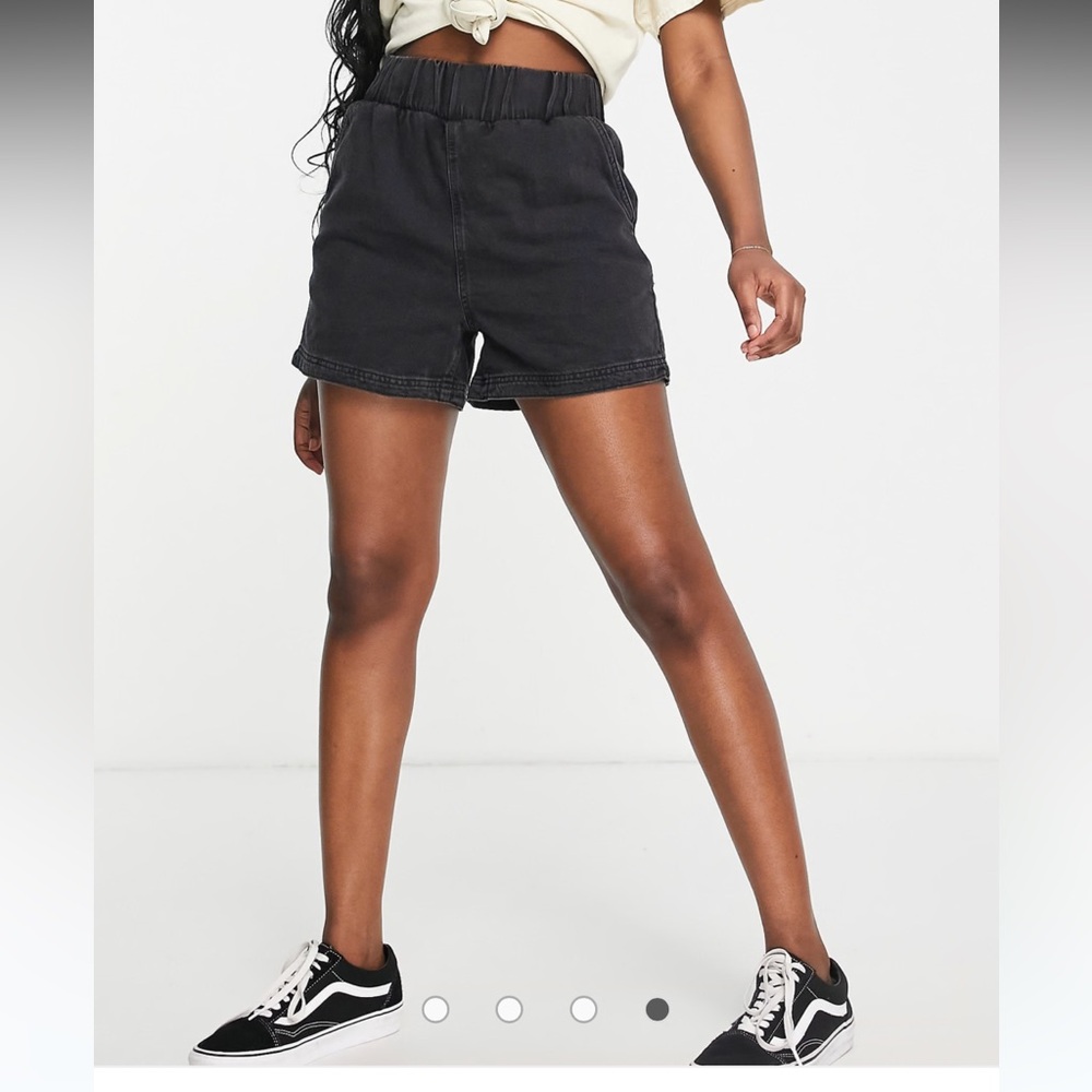 Black denim shorts